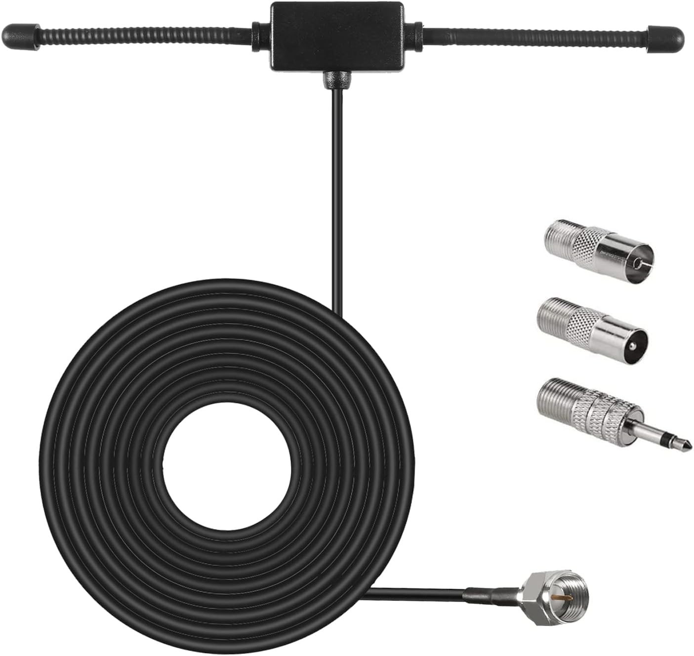 Indoor FM Radio Antenna With 4 Adapters 75 Ohm for Home Stereo Receivers