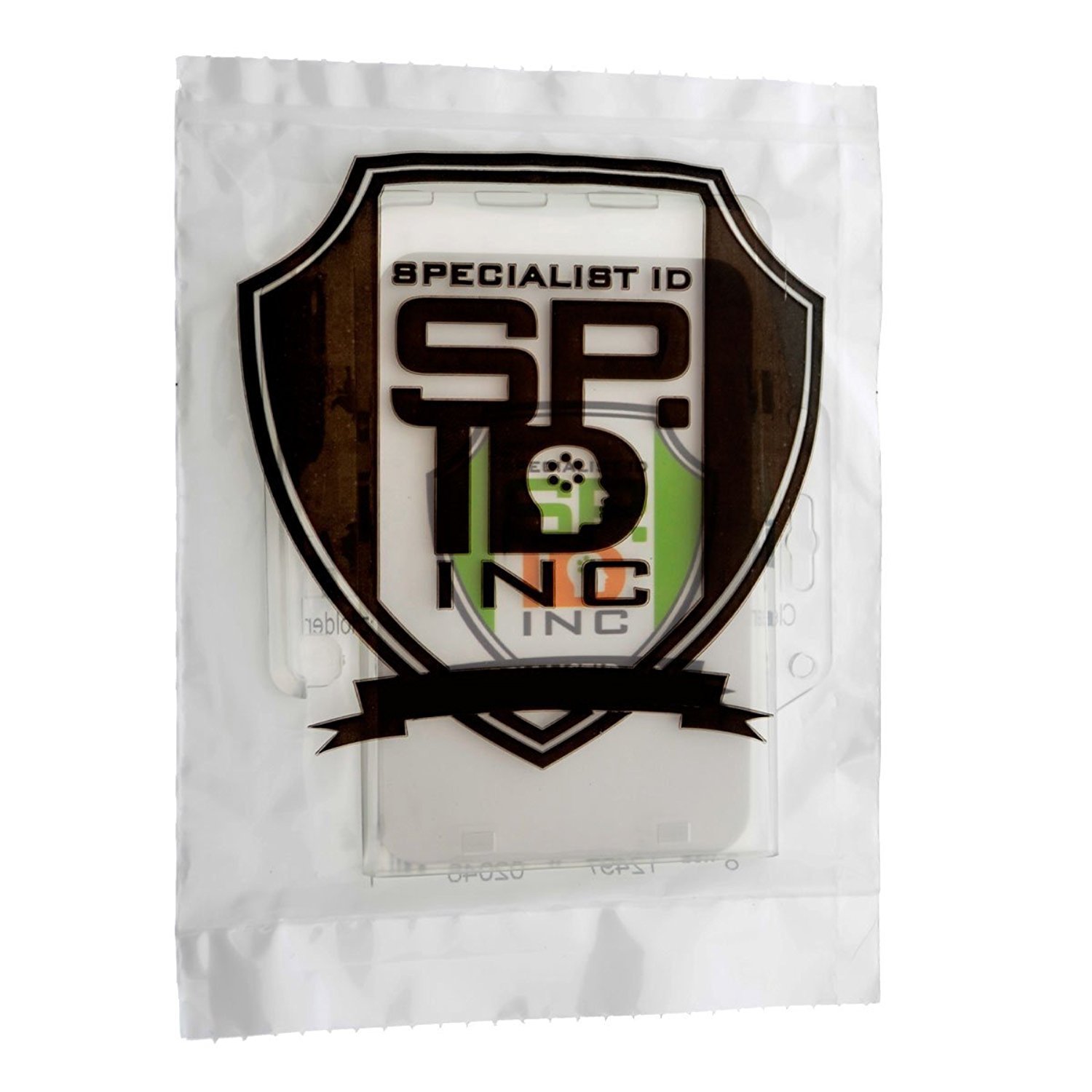 Clear Horizontal Permanent Locking ID Card Badge Holder - HD Hard Rigid Plastic