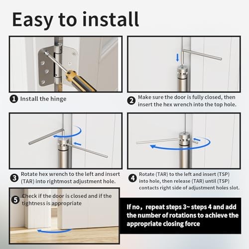 3 Pack Self Closing Door Hinges 4 Inch, Automatic Closing Door Hinge with