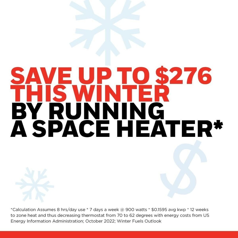 Electric Ceramic Space Heater Digital Controls and Programmable Thermostat Black