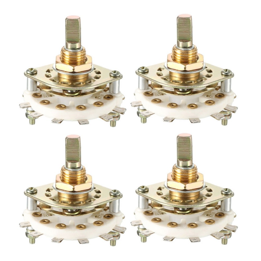 4Pcs 12Pin 2P5T 2 Pole 5 Position Selectable Single Deck Selector Rotary Switch