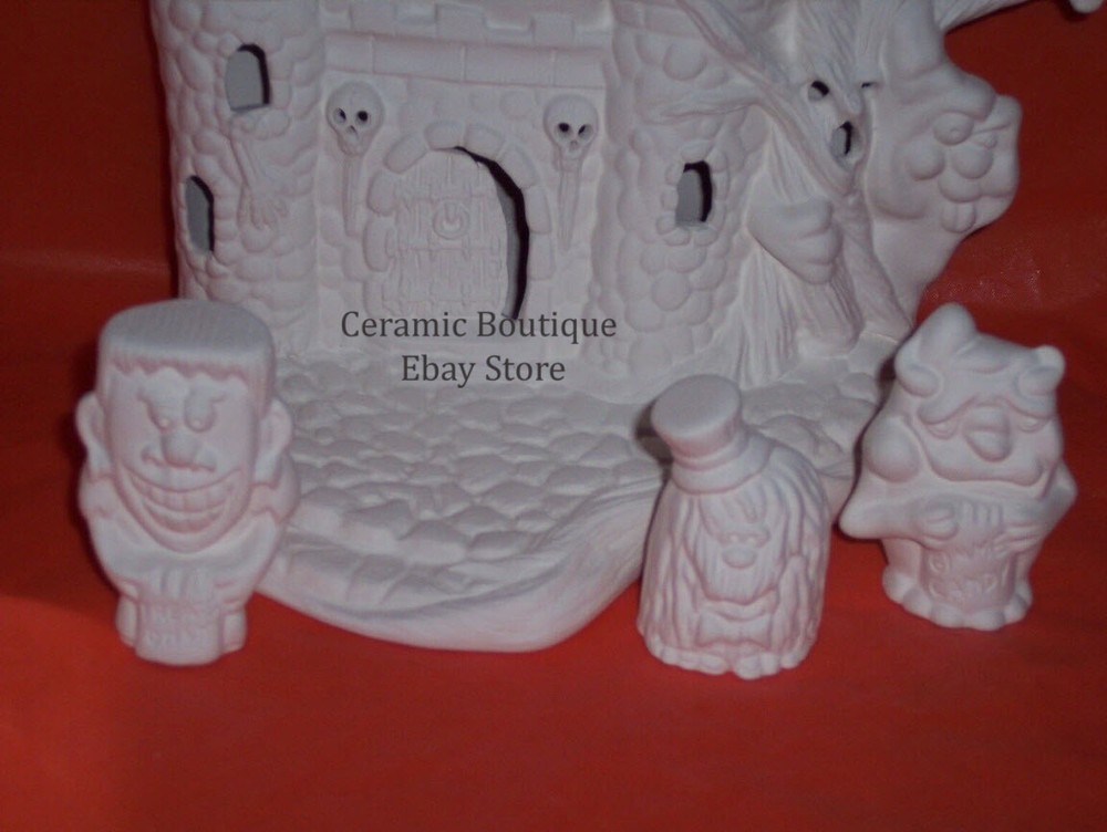 Ceramic Bisque~~ READY to PAINT ~~~ Haunted House lights up