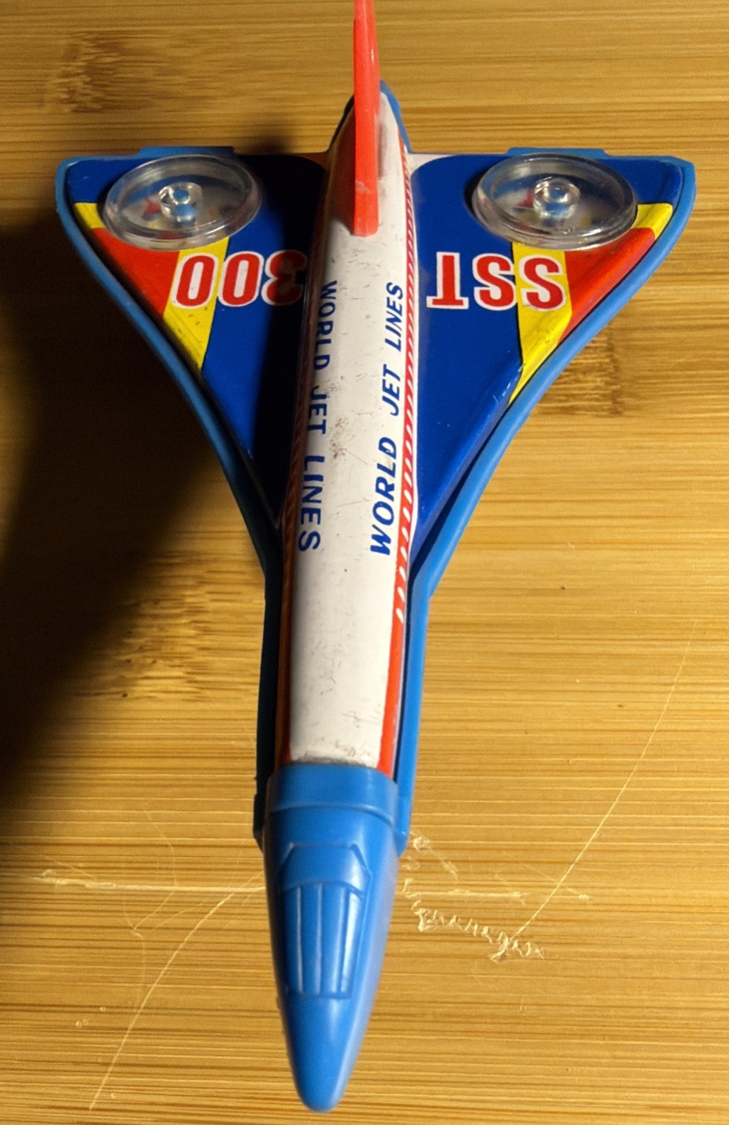 VINTAGE SPARKING SST 5" JET PLANE FRICTION POWERED METAL TOY JAPAN