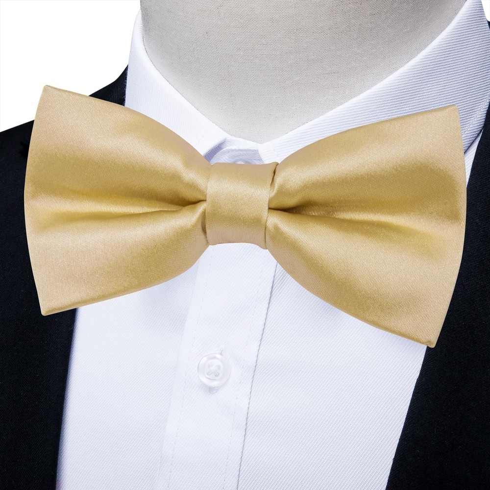 Pre-Tied Bow Tie Satin Solid Bowtie Adjustable Tuxedo Bowties for Men with Gi...