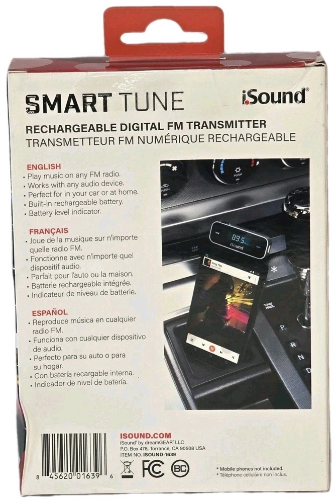 iSound ISOUND-1639 FM Transmitter - Bluetooth Wireless Music Streaming Device