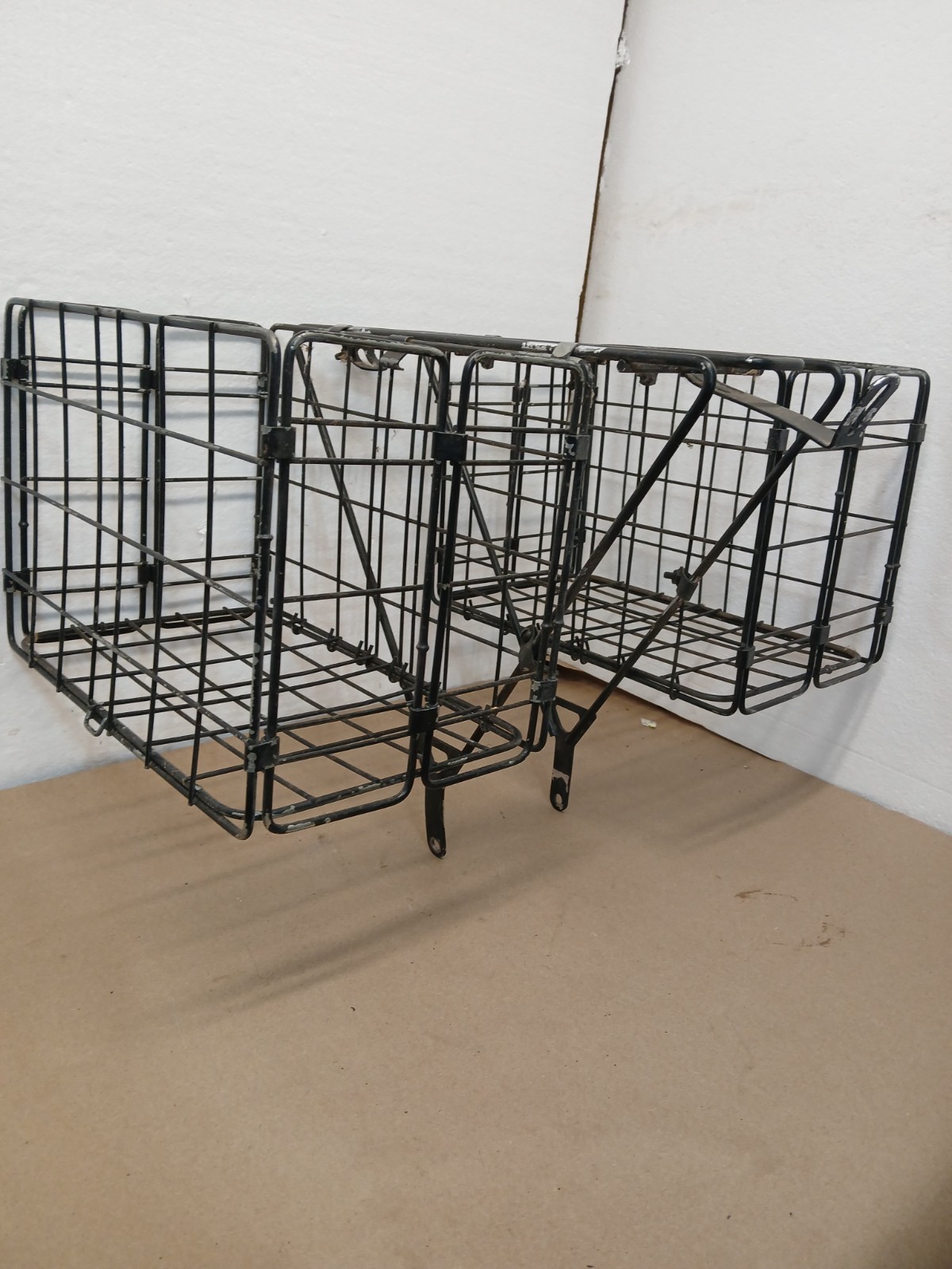 Vintage Folding Bicycle Rear Wire Pannier Cargo Basket Rack Black Metal