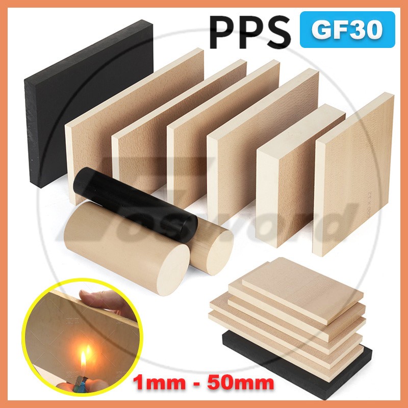 PPS Plastic Sheet GF30 Polyphenylene Board High Temperature Thickness 1mm - 50mm