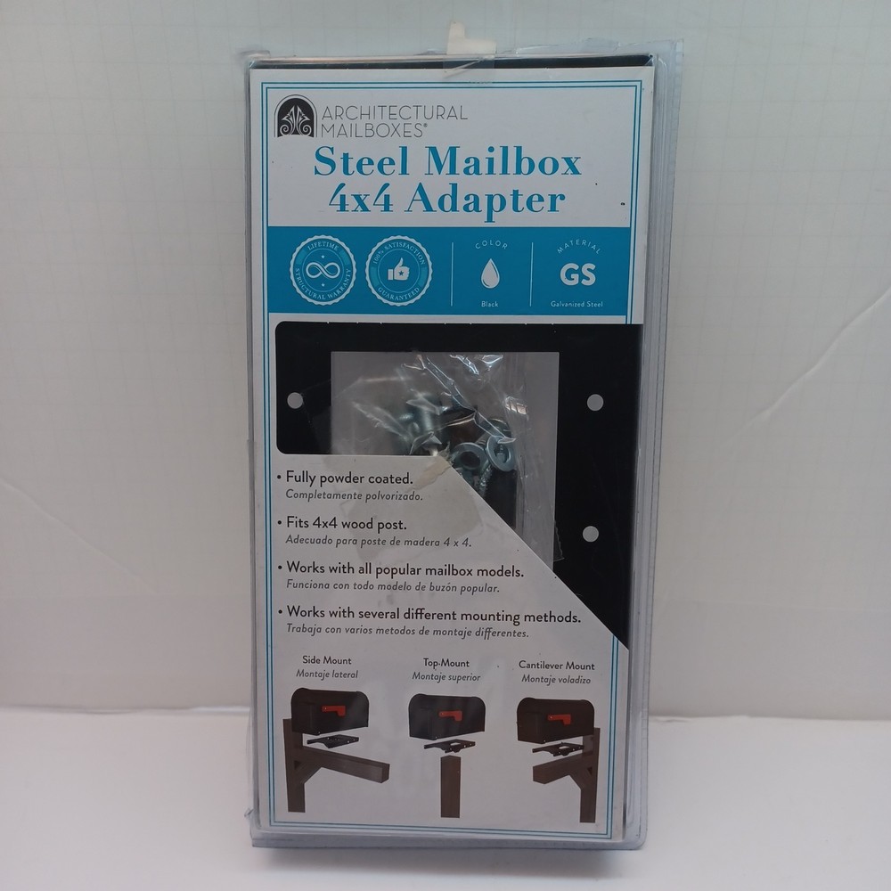Architectural Mailboxes 7540B-10 Mailbox Adapter Plate 4" x 4" Black New