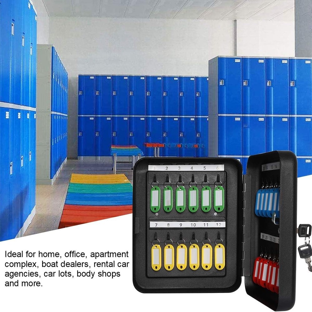 Key Cabinet Wall Mount,Locking Organizer, Storage Lock Medium, Black