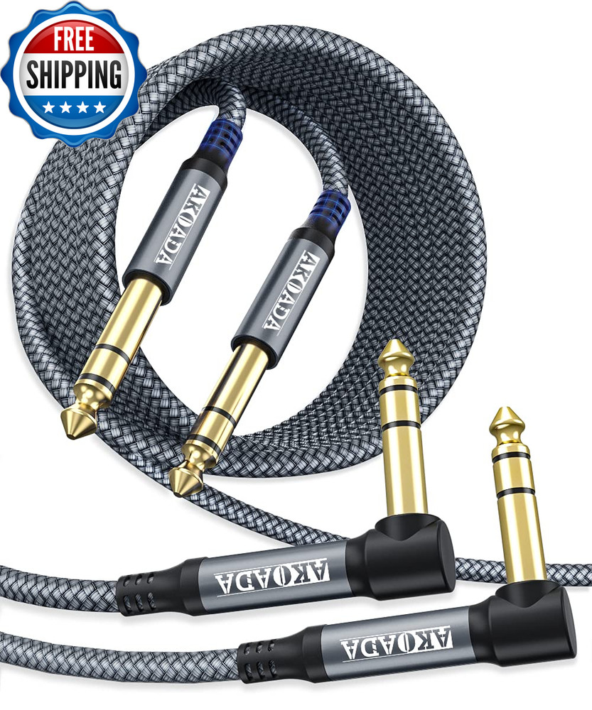 1/4 Inch TRS Instrument Cable 10Ft 2Pack  Right Angle..................