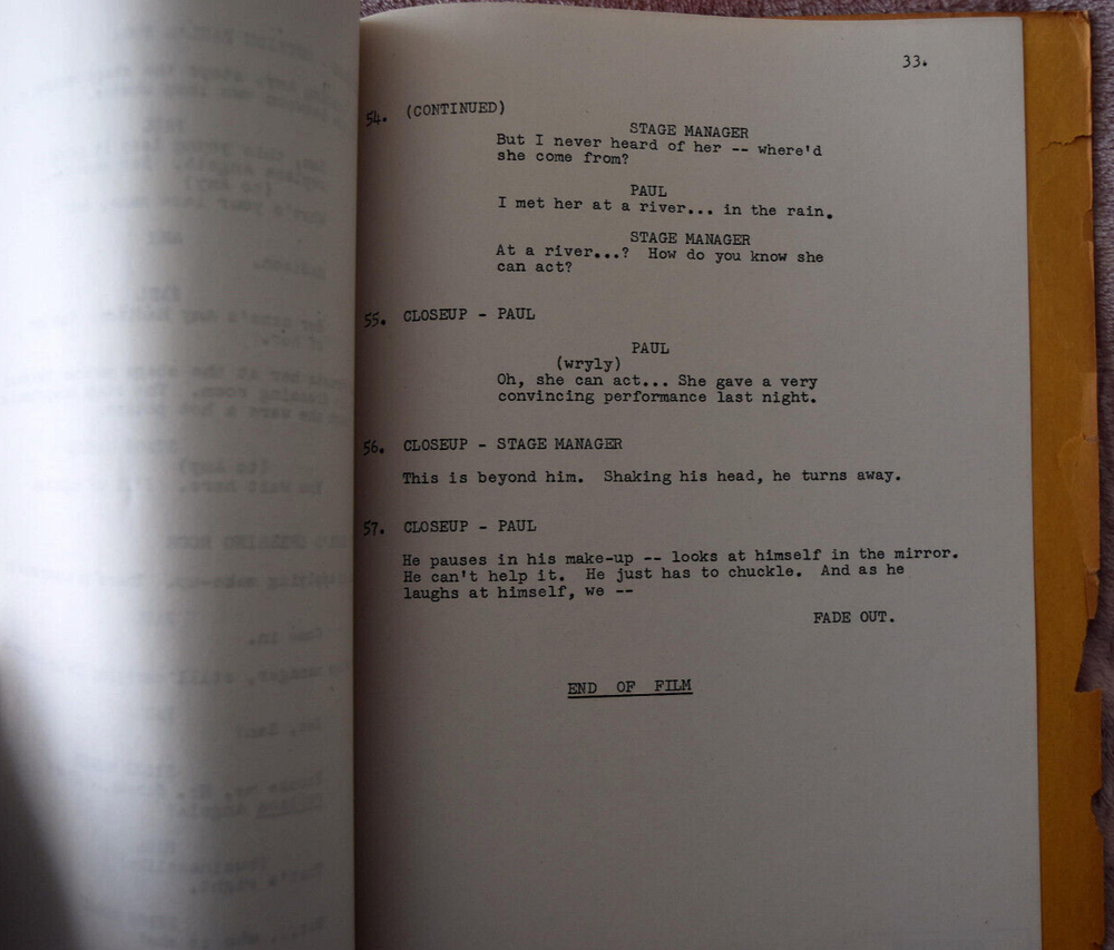 1952 Four Star Playhouse "Backstage" Original Revised Script
