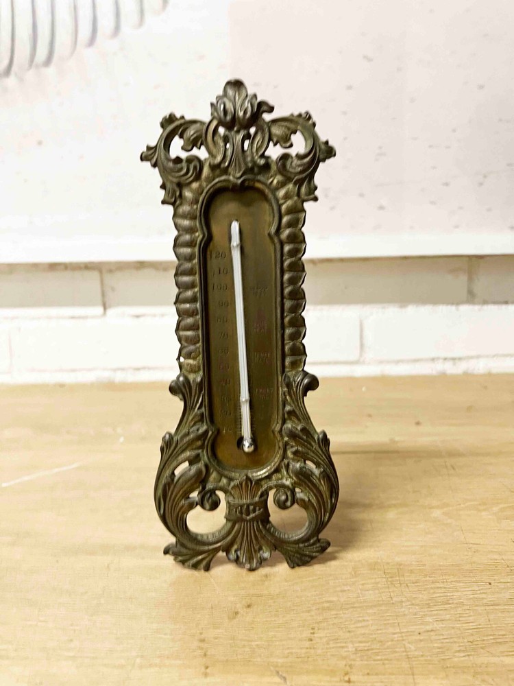 Antique Baroque Style Table Thermometer