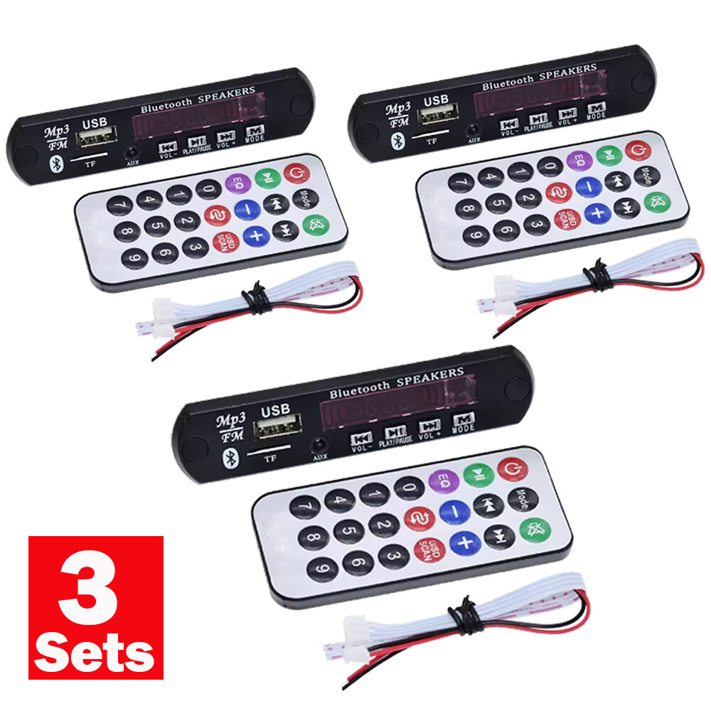 3x Wireless Bluetooth MP3 12V WMA Decoder Board Audio Module USB Radio+Battery