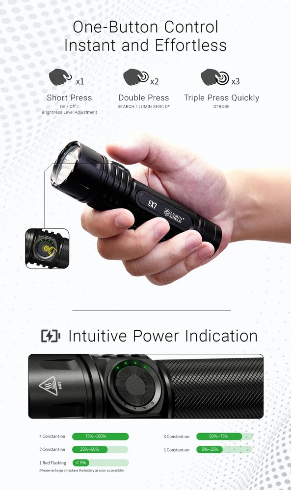 Nitecore EX7 Flashlight 6000 LM Variable Beam Torch Rechargeable Tactical Lights