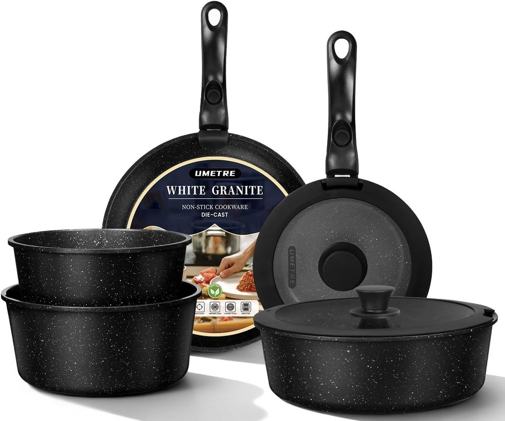 pots and Pans Set, Nonstick Cookware Set Detachable Handle, Induction Kitchen...