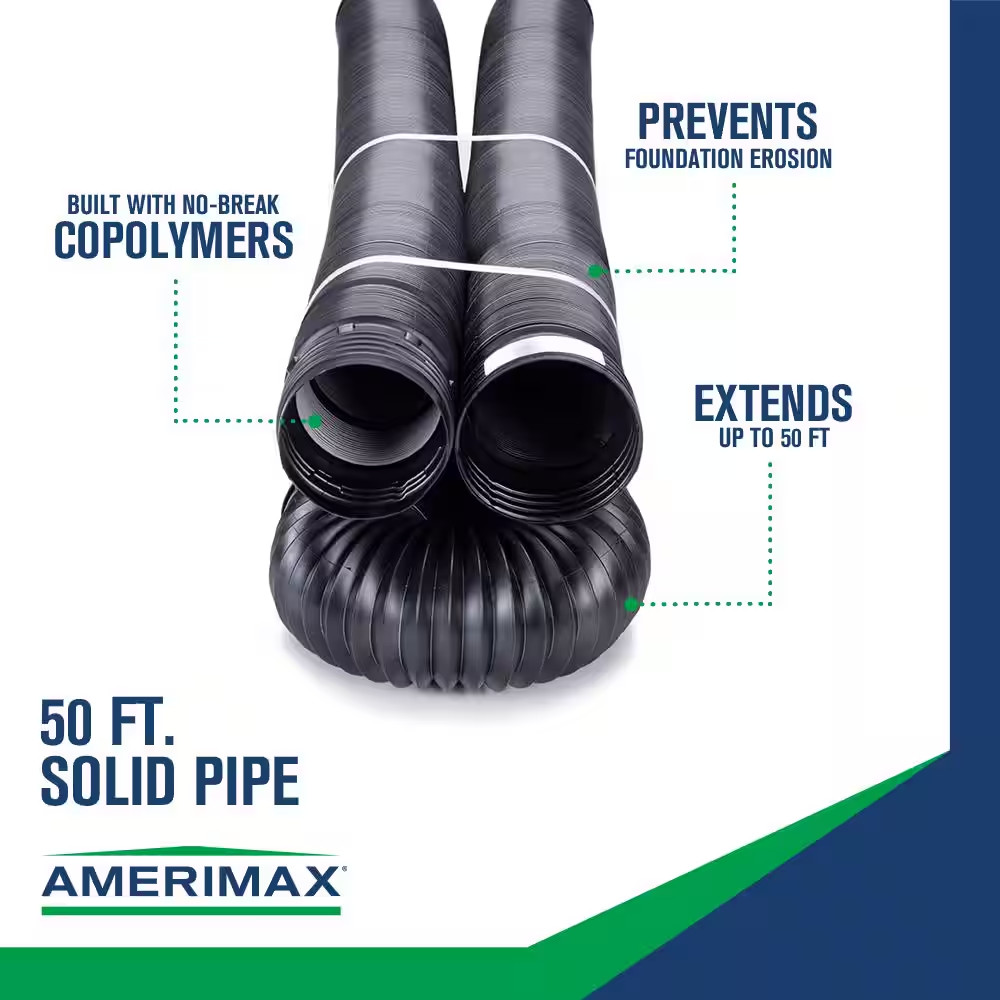 FLEX Drain 4 In. X 50 Ft. Black Copolymer Solid Drain Pipe