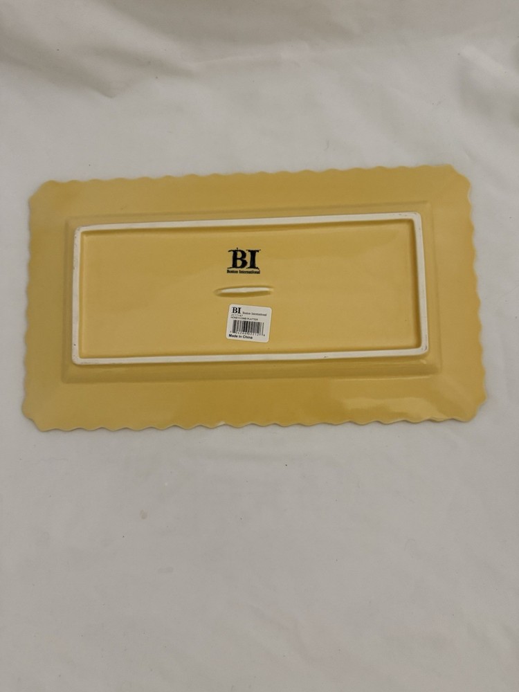 Boston International Rectangular Ceramic Serving Platter 13x7.5 Honeycomb