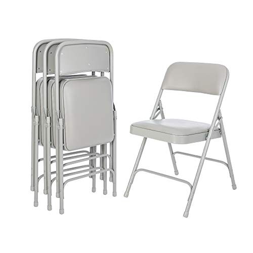 (4 Pack) Premium Vinyl Padded Folding Chair Grey