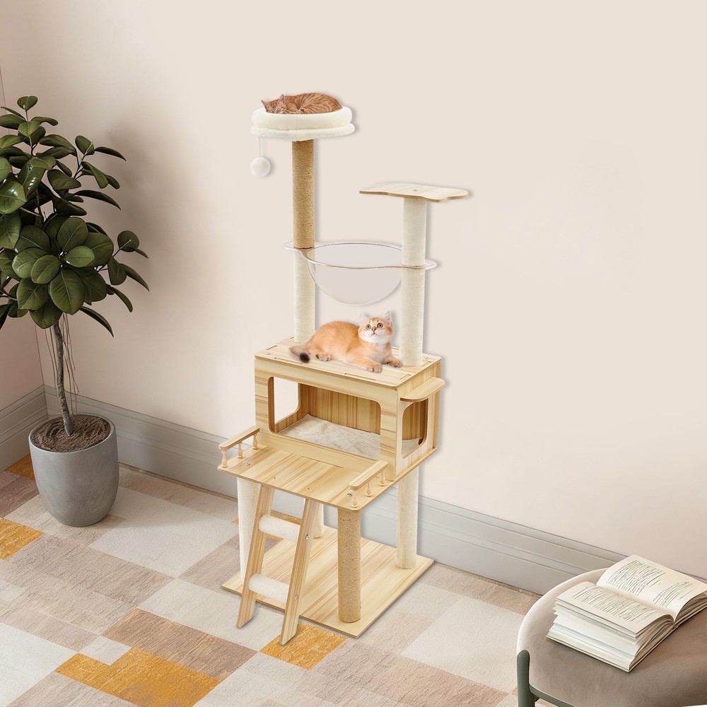 147cm Cat Tree For Indoor With Cat Scratching Post Cat Scratching Climbing Tower