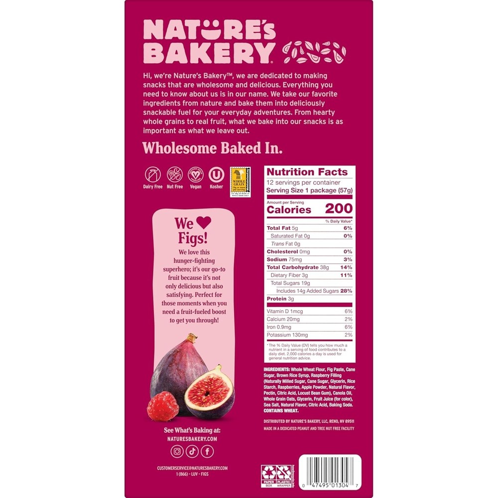 Nature's Bakery Fig Bars - Raspberry Whole Wheat 12ct