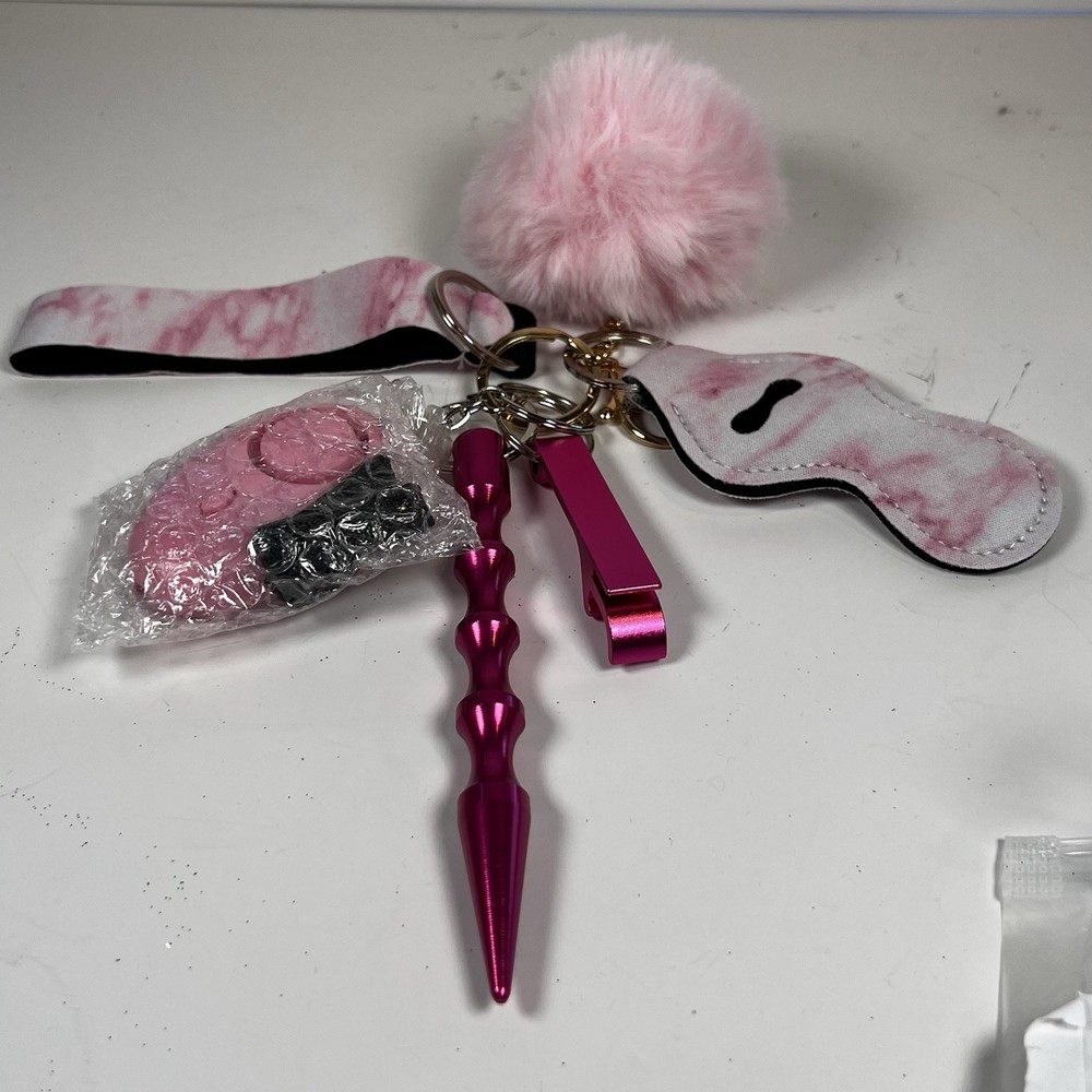 Pink Personal Alarm With Keychain LED Light