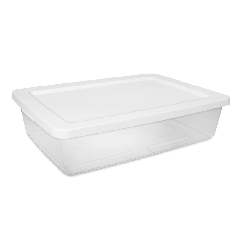 (2 pack) Sterilite Small Storage Bin, 28 Quart Clear Plastic Storage Container