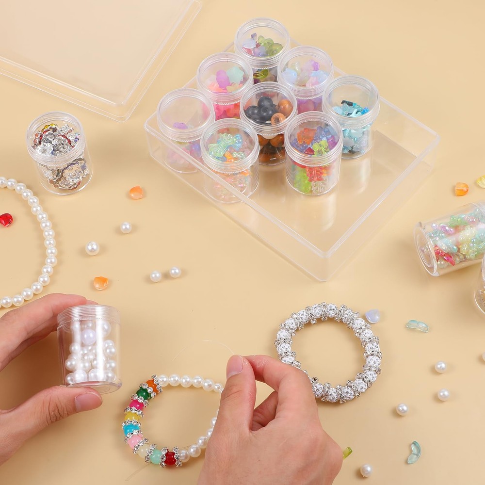 2 Pack Clear Plastic Bead Storage Containers 12 Grids Portable Small Diamond ...