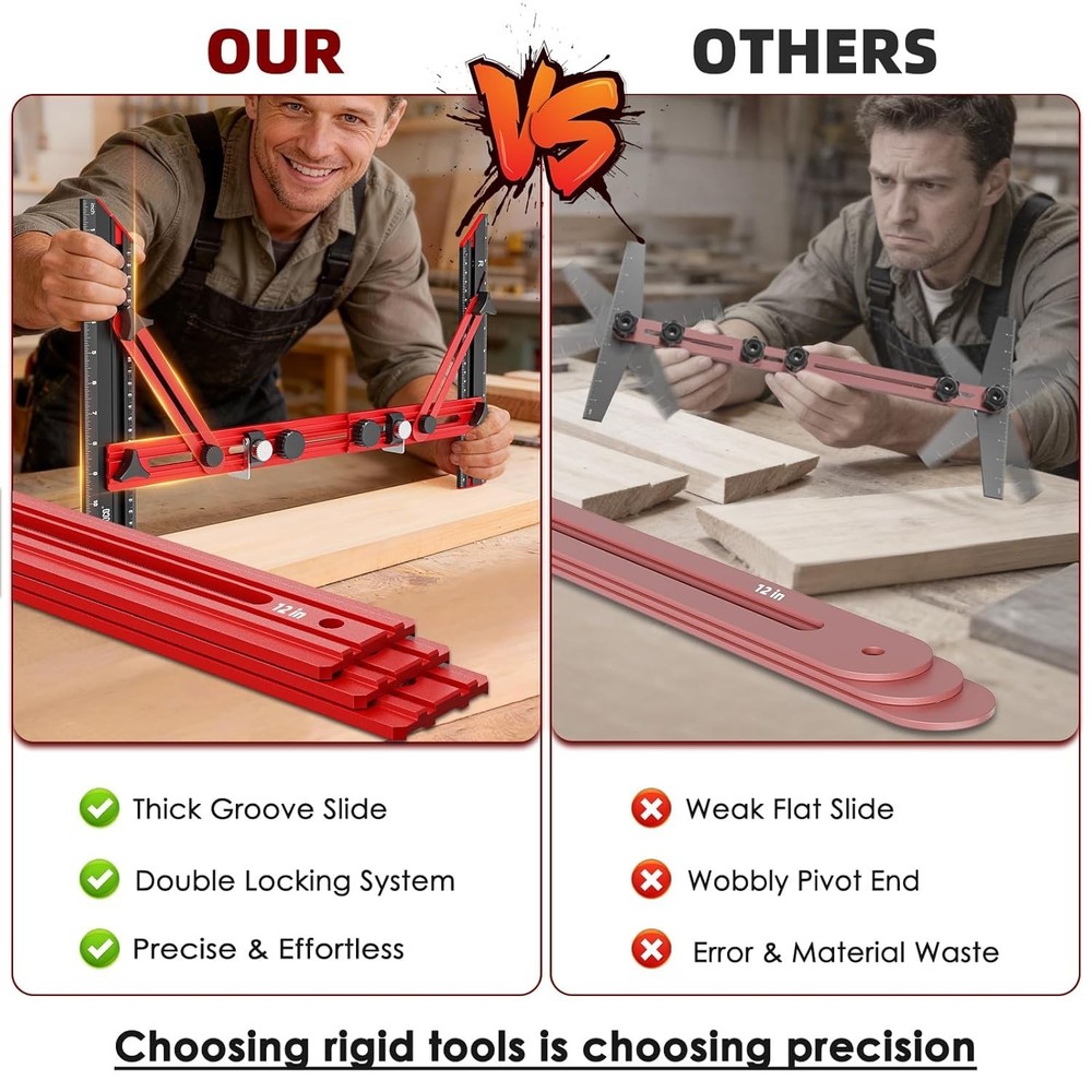 Stair Tread Template Tool, Stair Measuring Tool with Triangular Structure Brace