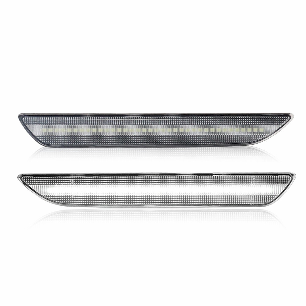 For 2015-2022 Ford Mustang LED Rear Bumper Side Marker Lights Clear Lens White