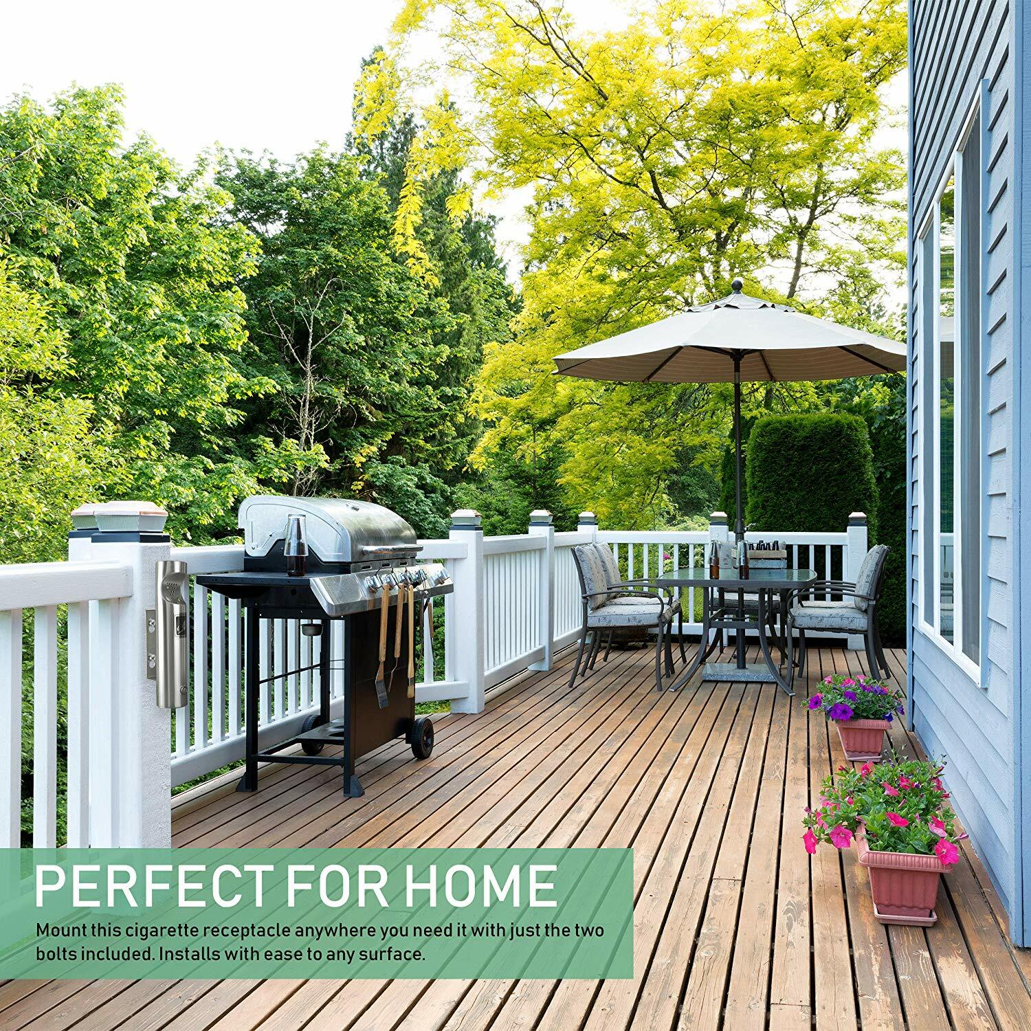 Elitra Wall Mounted Outdoor Stainless Steel Cigarette Butt Receptacle - Silver