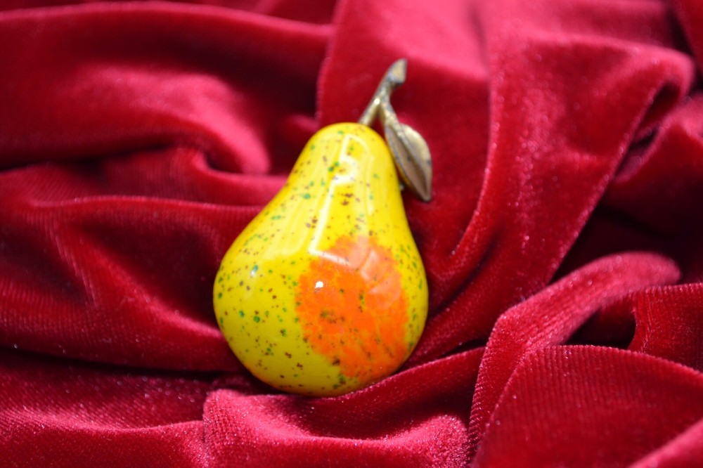 Vintage Yellow Pear Brooch MCM