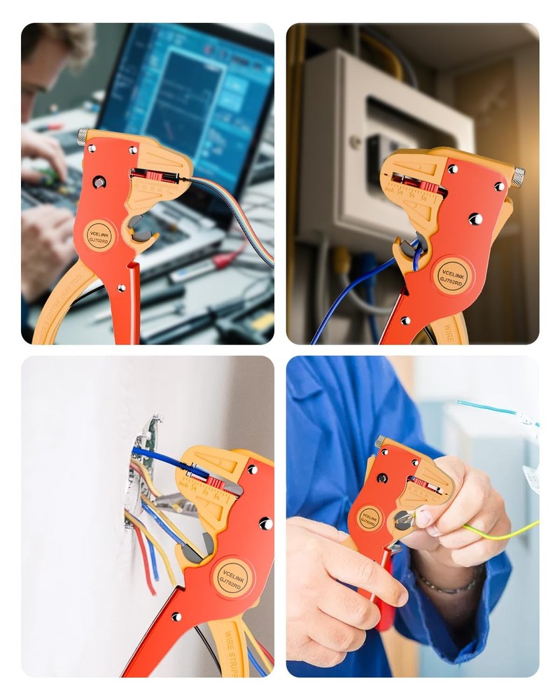 VCELINK Automatic Wire Stripper & Cutter – Professional Orange 14-24 AWG Tool