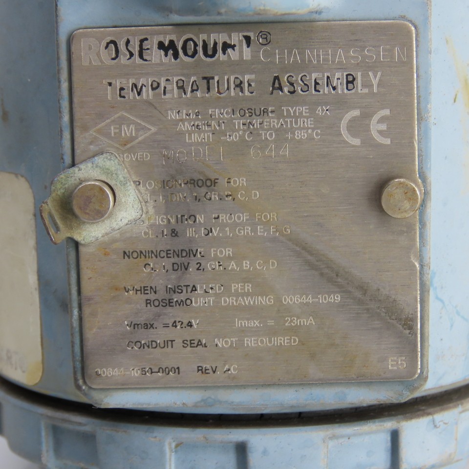 Rosemount 644HAE5J6F6XA Temperature Transmitter PT100-385 Model 644