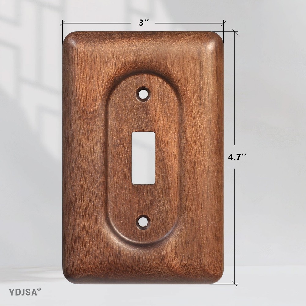 Solid Walnut Light Switch Cover Decorative Single Toggle Wall Plate for Rusti...
