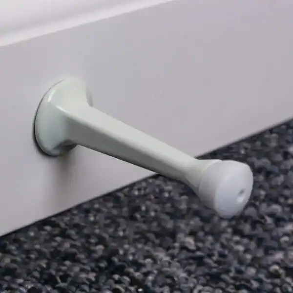 Everbilt Solid White Wall Mount Screw-In Rigid Door Stop Doorstop Bumper 15355