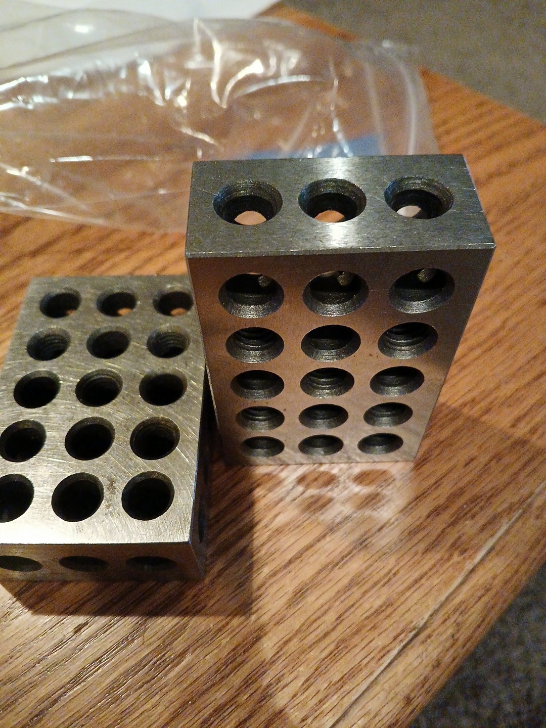 1 Pair 123 Blocks 1-2-3 Ultra Precision .0002 Hardened Steel, 23 Holes