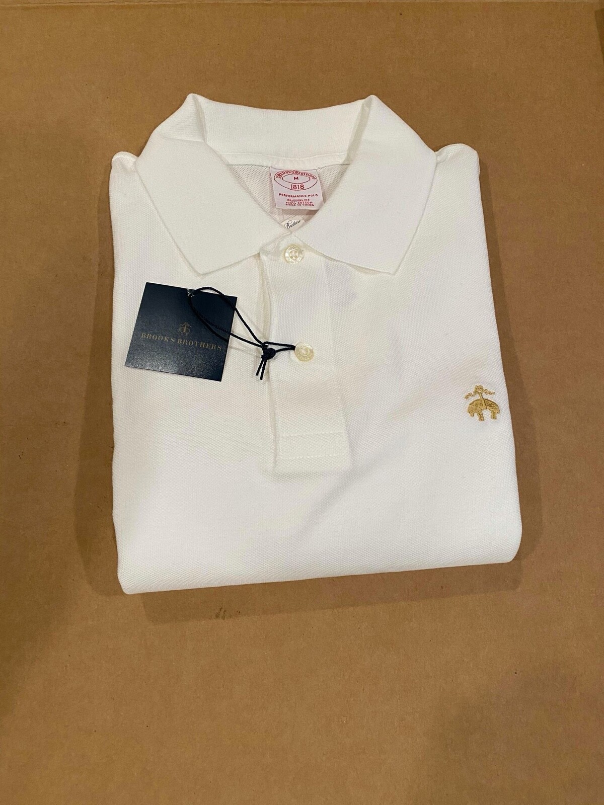 NWT BrooksBrothers 1818 Men(Short Sleeves) PerformancePolo ORIGINALFit Off-White