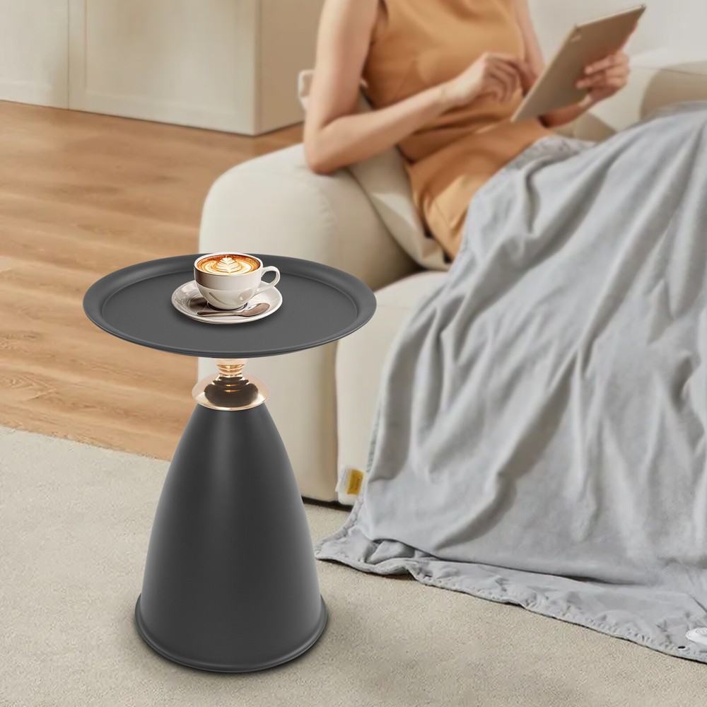 Small Round Side Table, Iron Side Table for Small Spaces, Modern Couch End Table