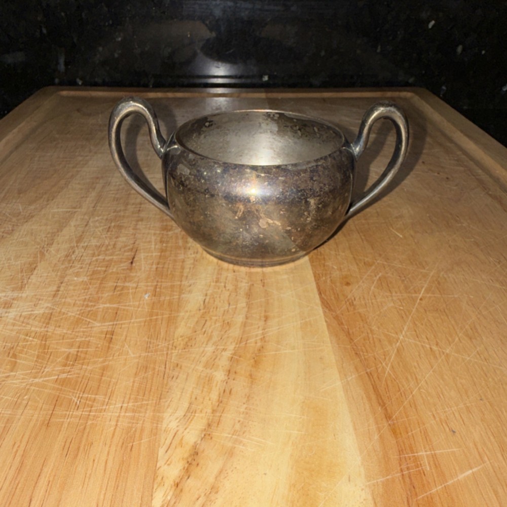 Academy Silverplate Sugar Bowl with Two Handles Silver-Plated Tableware