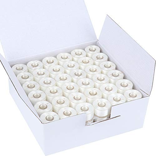 144pcs White Prewound Bobbin Thread 70D/2 (60WT) Size A for Sewing & Embroidery