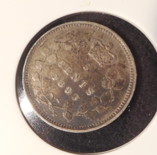 1893 Canada silver 5 Cents coin