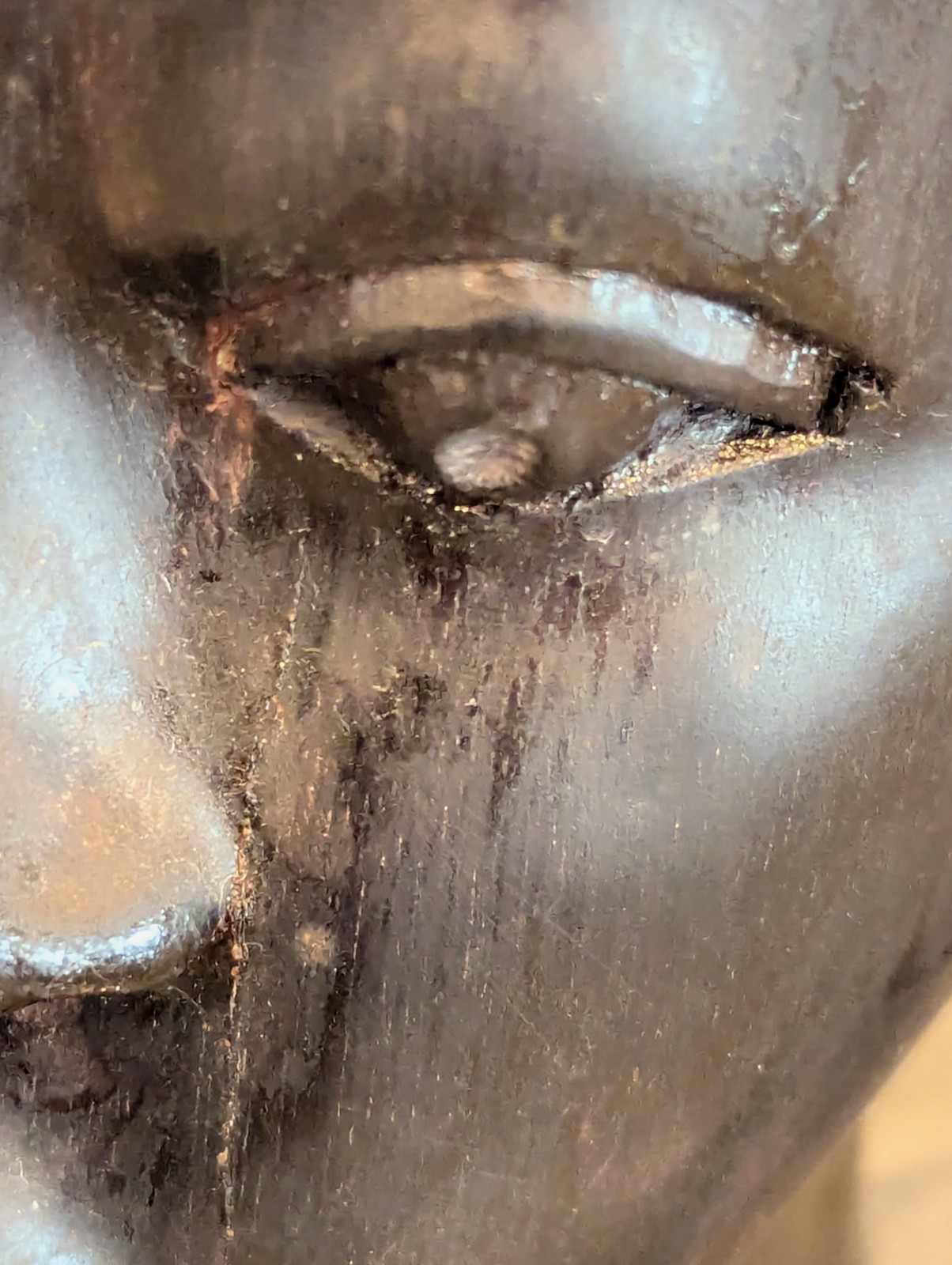 African Tribal Woman Bust Hand Carved Wood Sculpture Ethnographic Head Statue...