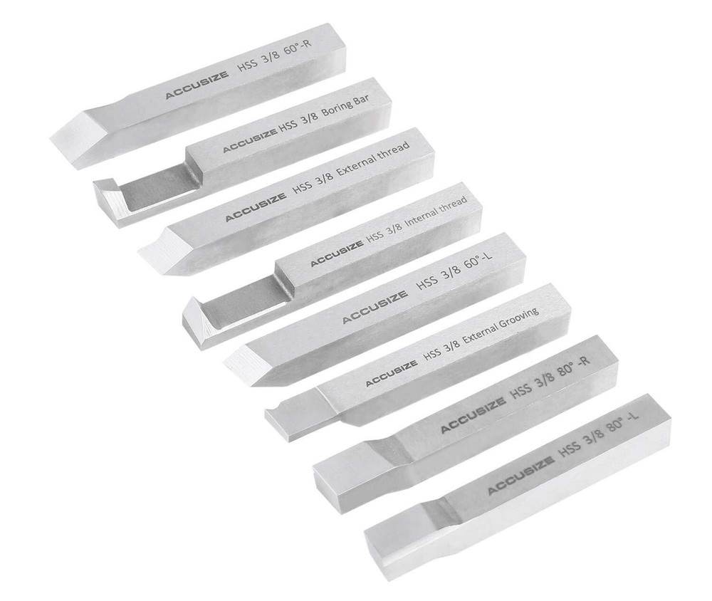 3/8'' 8 Pc Hss Tool Bit Set, Pre-Ground for Turning and Facing Work,
