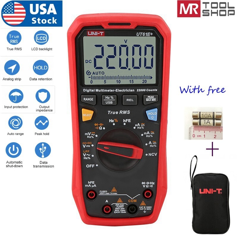UNI-T TRUE RMS Multimeter Digital AC DC Amp Voltmeter LPF Cap Freq Tester UT61E+