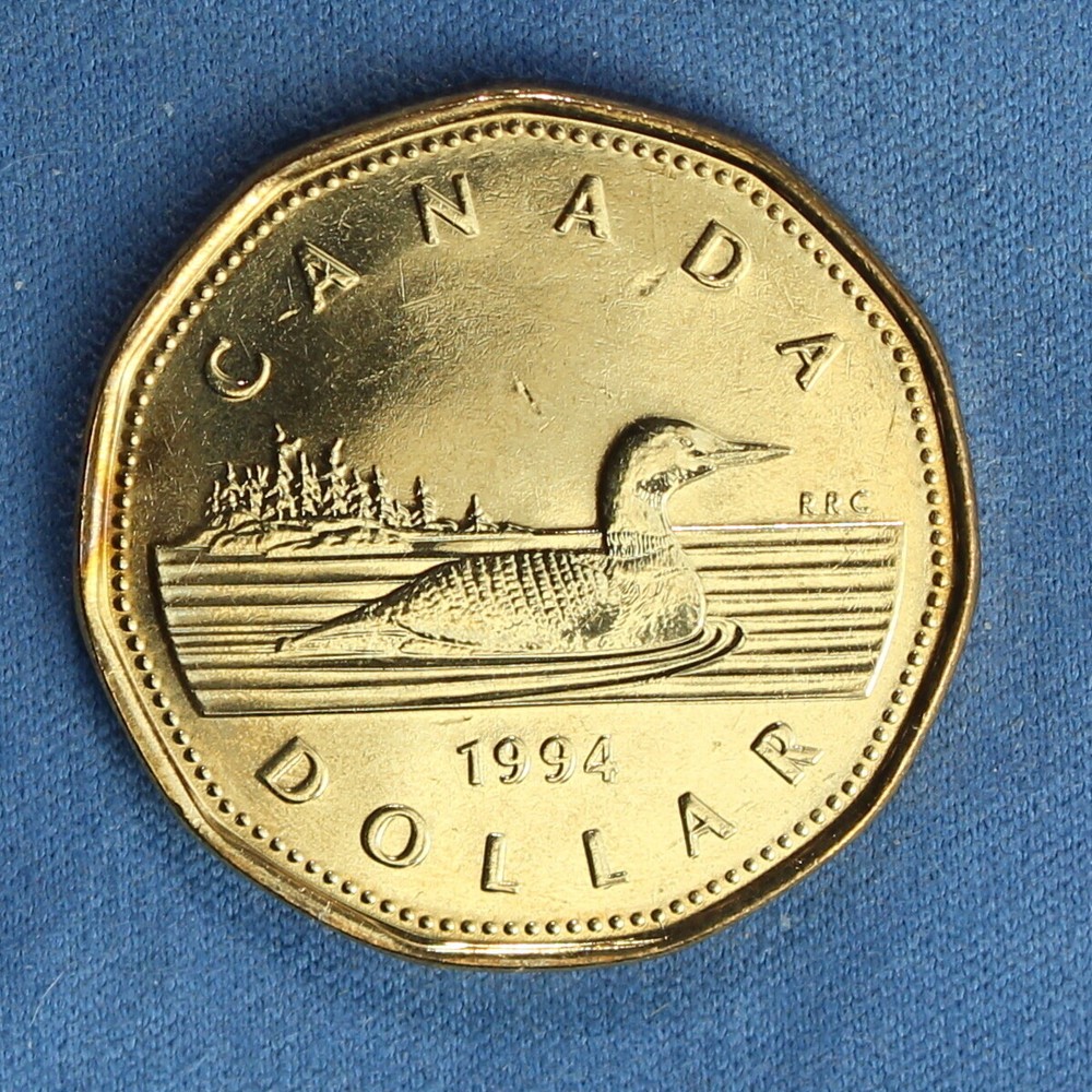 Canada 1994 Loonie (One Dollar) from a Mint Roll