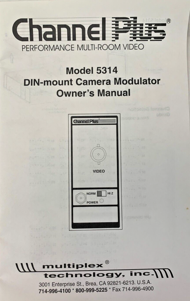 Multiplex Technology Channel plus 5314 DIN Rail Camera Modulator UHF Cable CATV