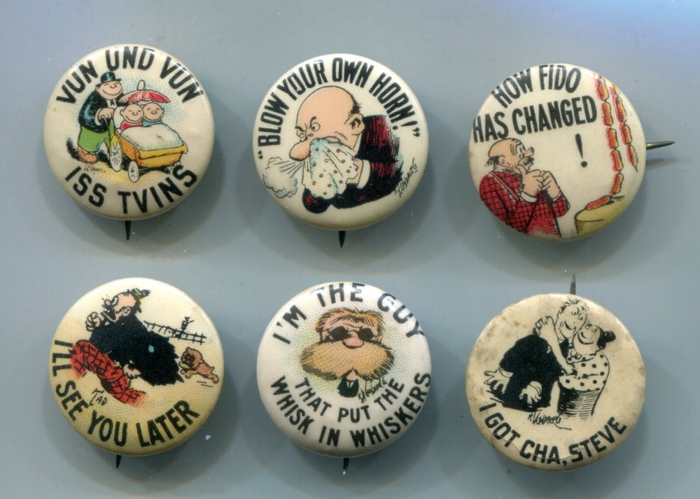 6 Tokio Cigarettes  Comical Vintage Pinback Buttons