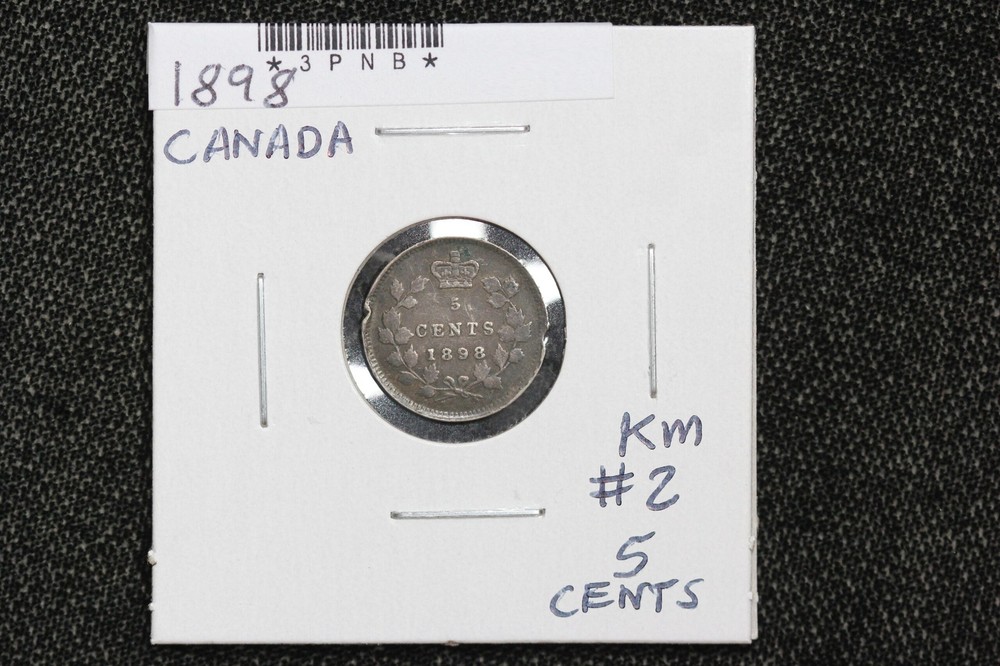 1898 Canada 5 Cents Damaged KM# 2 3PNB