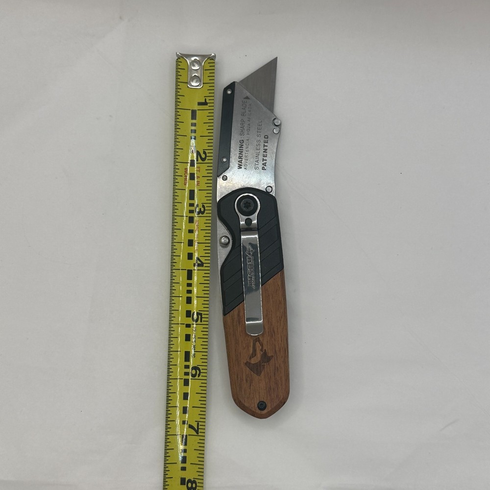 Husky Wood Handle Folding Lock-Back Utility Knife