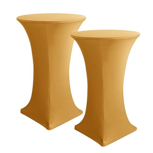 Cocktail Table Covers Pack - Fitted Stretch Spandex Square 2 Muster Yellow
